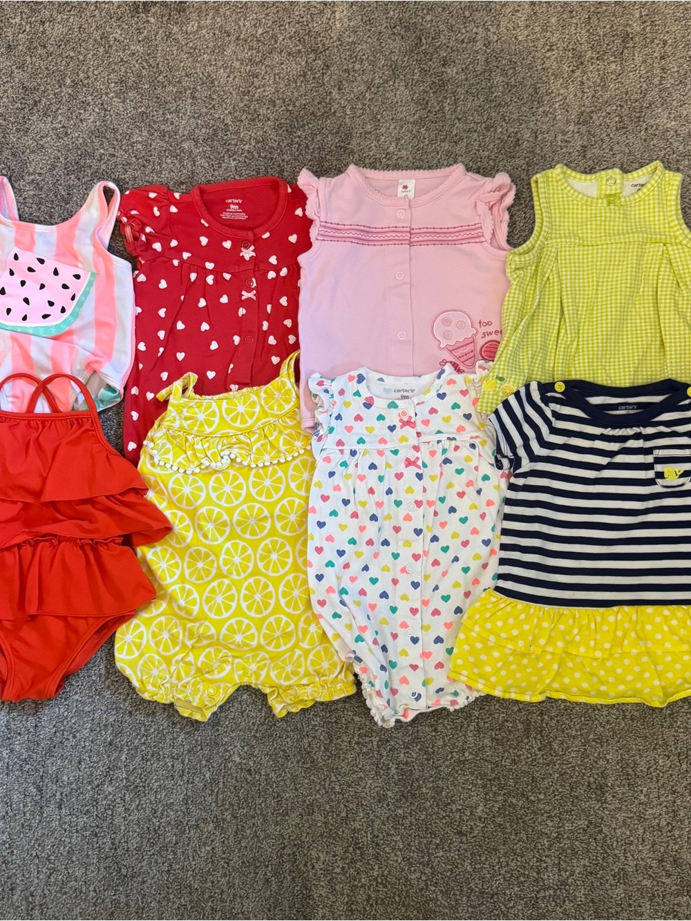 Bundle of Baby Girl Eight Summer Clothes and Swimsuits Like New
